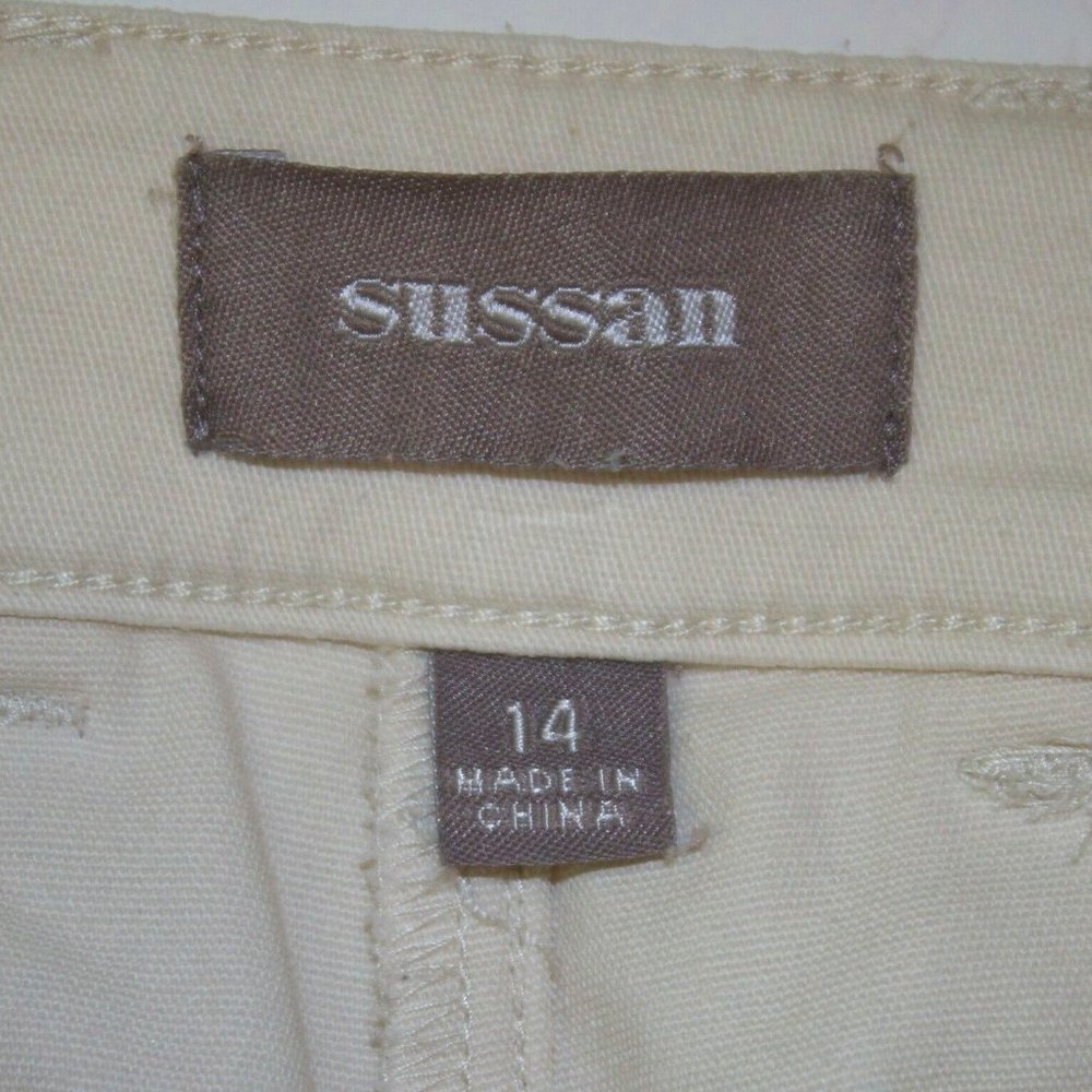 Sussan Trouser Straight Pants Size 14 Creme Mid Rise Stretch Work Wear - Picture 3 of 10
